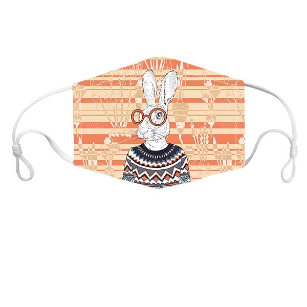 

wholesale low price cute rabbit with glasses printed polyester face mask anti dust wind washable cloth face masks new style kid face mask
