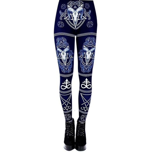 

women 3d digital print leggings high waist gothic silm pants push up fitness trouser female punk rock leggings yj, Black