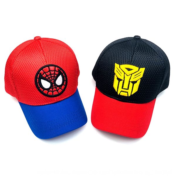 

children's baseball cap hat marvel cartoon baseball cap spider- superman iron man children's net hat tide, Blue;gray