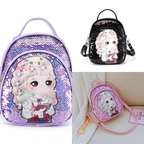 

pxih5 pu sequined children's new all-match princess boys and girls kindergarten schoolbag cute cartoon bag backpack sequins backpack ba