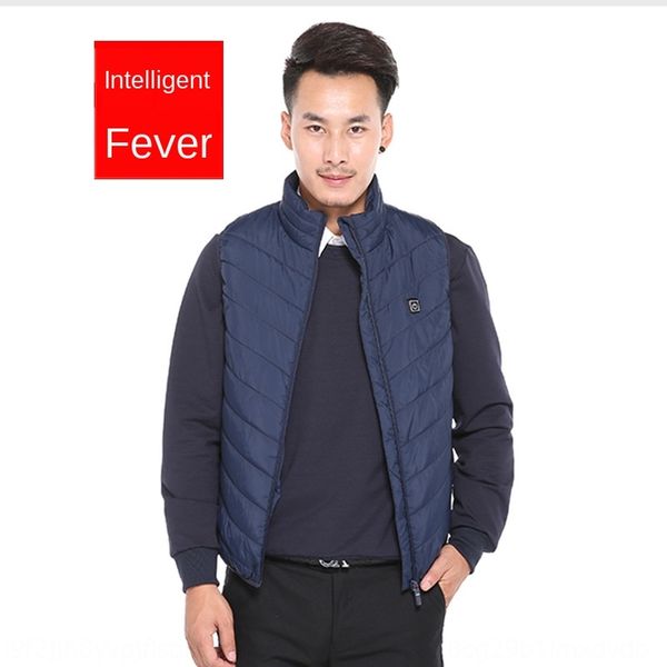 

fxa6t intelligent heating men's warm vest automatic charging down cotton heating jacket vest waistcoat intelligent constant temperature, Black;white