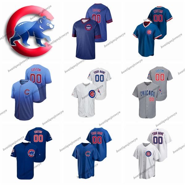 

custom chicago cubs men women youth personalized #00 any name and number black blue white gray baseball jerseys 02, Blue;black