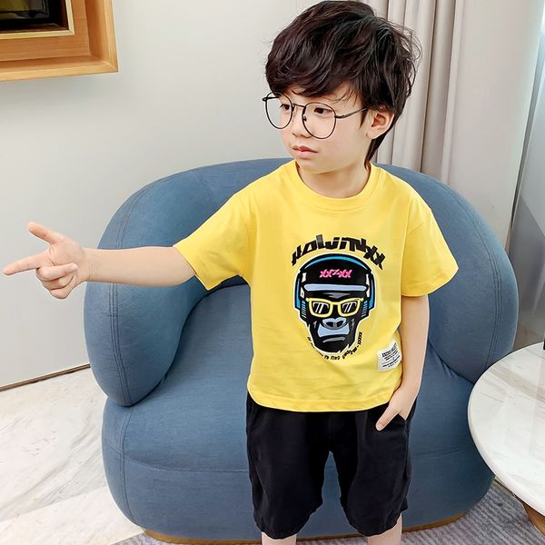 

3bd4q мальчики top coat футболку топ половинный рукавами футболки лето 2020 новый стиль вестерн детский верхний средний и большой детский кр, Blue