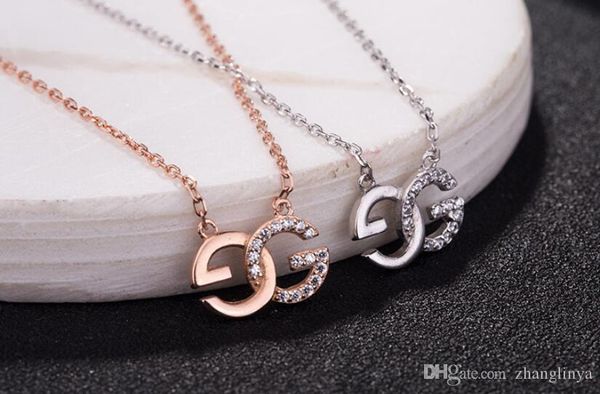 

925 sterling silver mini g letter logo necklace pendant female clavicle chain sen to send girlfriend girlfriends birthday gift, Gray