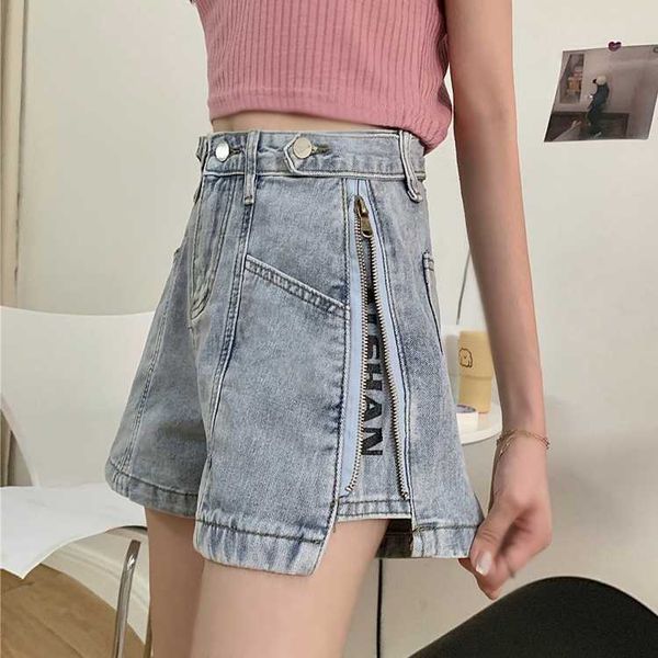 

fashion zipper women's clothing jeans solid wide leg pants chic harajuku mid waist jeans ladies summer korean blue black