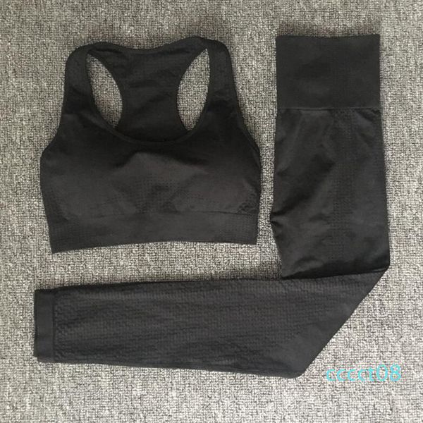 

2pcs бесшовные йоги женщины энергии gym фитнес одежда высокой талией леггинсы бюстгальтер йоги наборы обучение спорт бег спортивная ct08, White;red
