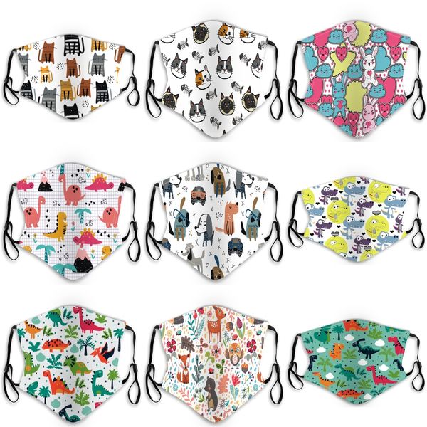 

pm2.5 children anti-pollution cartoon face masks with individual package kids anti-dust breathable earloop washable reusable ice silk mas#53