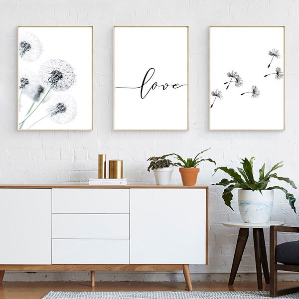 

nordic posters and prints black and white canvas painting dandelion poster minimalist wall art pictures for living room decor