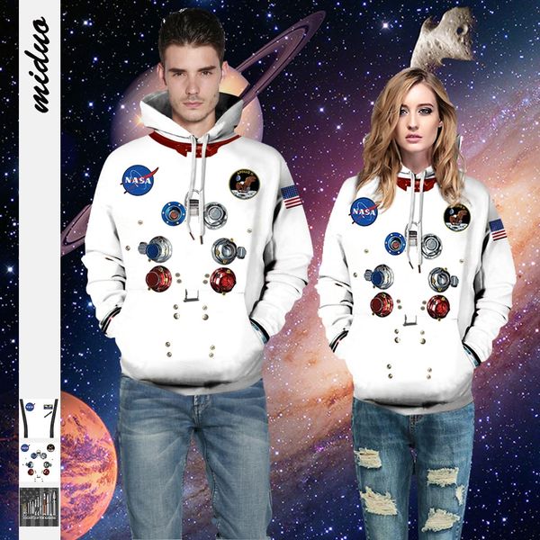

new space digital sportswear baseball suit printed couple wear long sleeve sweatshirt with hat casual loose baseball suit, Black