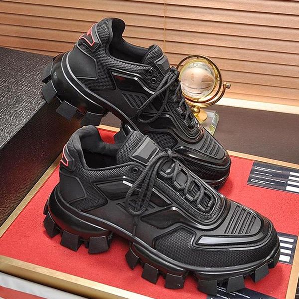 

new arrival cloudbust thunder knit sneakers mens shoes chaussures pour hommes comfortable luxury sneakers low lace -up design men shoes, Black