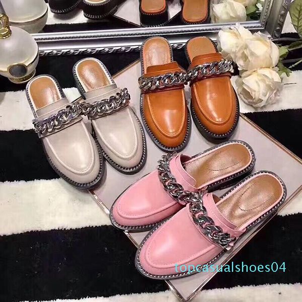 

luxury leather loafers designer women shoes fashion women loafers ladies casual mules flats 35-40 with box t04, Black
