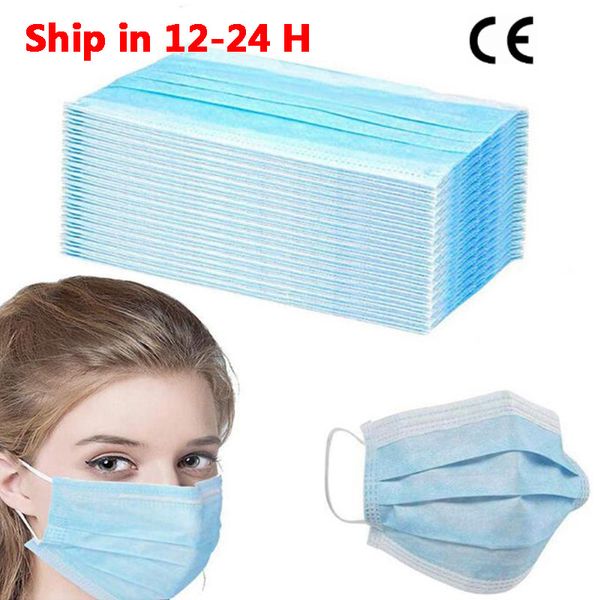 

disposable face masks disposable 3 layers dustproof mask facial protective cover masks set anti-dust mask ship, Black