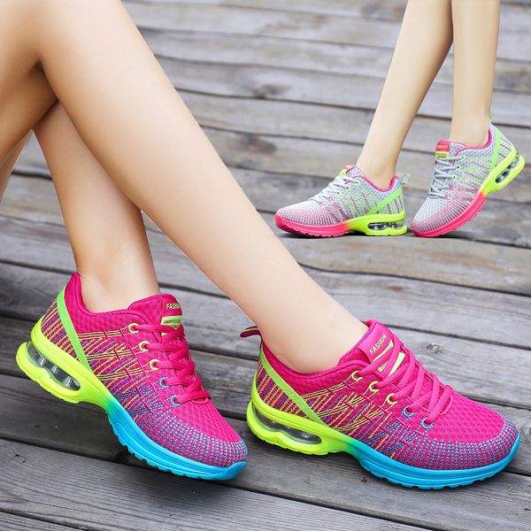 

summer new ms. air cushion shoes breathable mesh casual sports light running shoes, Black