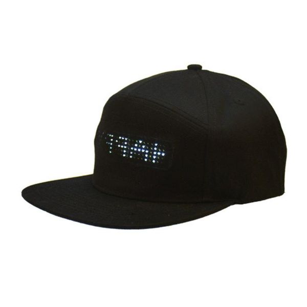 

cycling caps & masks cool hat night led display luminous diy personality flashing scroll screen duck tongue male female advertising, Black