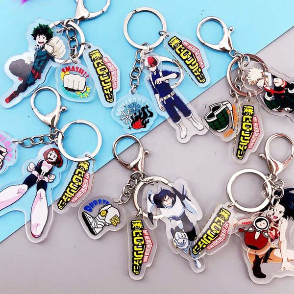 

2020 fashion lovely cartoon anime new academia my hero academi keychain acrylic key ring charms gift, Silver