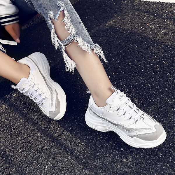 

women casual shoes flats platform sneakers women comfortable thick bottom outdoor shoes women chaussures femme trainers tennis cs04, Black