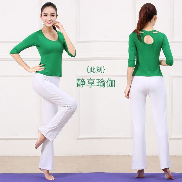 

ug3gw new medium sleeve yoga exercise exercise dance sports fitness white suit autumn women's slimming modal sports fitness slim dance, White;red