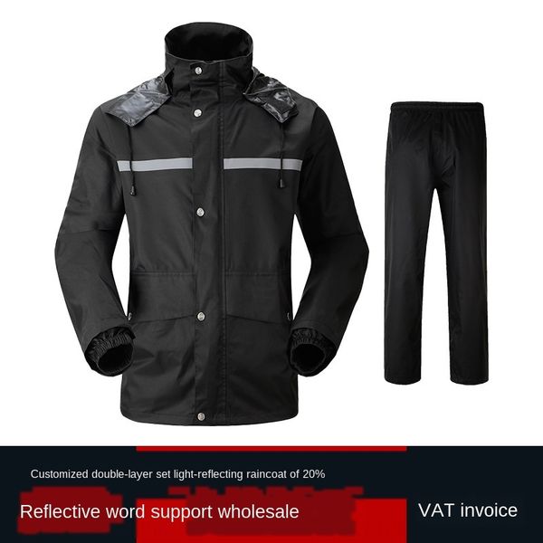 

rwrwh дождевик и дождь штаны набор двухслойную мотоцикл автомобиль электрический автомобиль раскол взрослых мужчин и моды на открытом воздух, Black