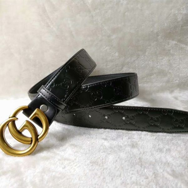 

smooth buckle men's leather belt ceintures de designer pour hommes mens fashion belt buckle head belt style fe, Black