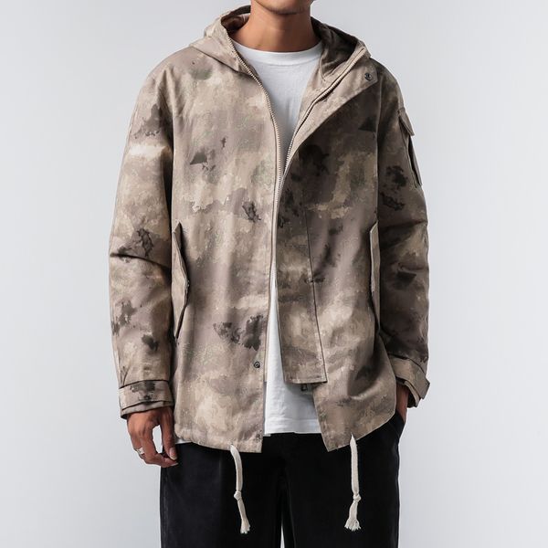 

harajuku streetwear black jacket men camouflage army tactical clothing safari hoode jacket hombre modis coat 5xl male, Black;brown
