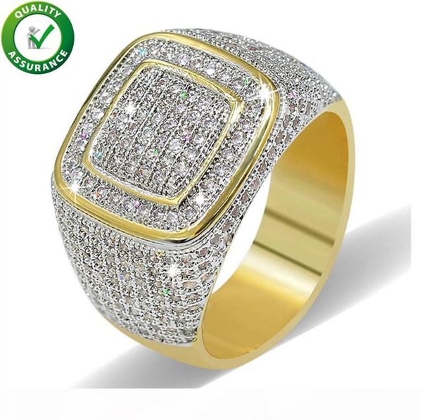 

hip hop diamond ring mens hip hop designer jewelry iced out micro pave cz rings women men gold ring love fashion bling rock, Golden;silver