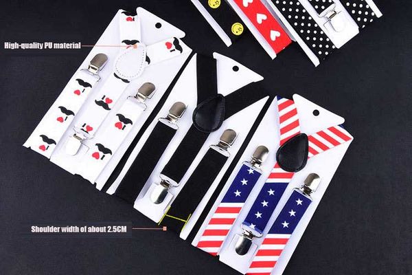 

children's clothing for children wear suspenders y-type three-clip stretch children's suspenders belt wholesale, Black;white