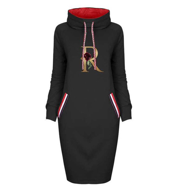 

designer womens printed dresses fashion diy dress for winter with pocket women casual streetwear hoodie dresses, Black;gray