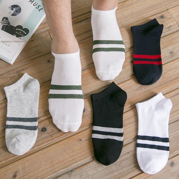 

тонкий хлопок лодка sockscotton лодка носки мужских модные короткие трубки два-бар спортивного zhuji носков +826, Black