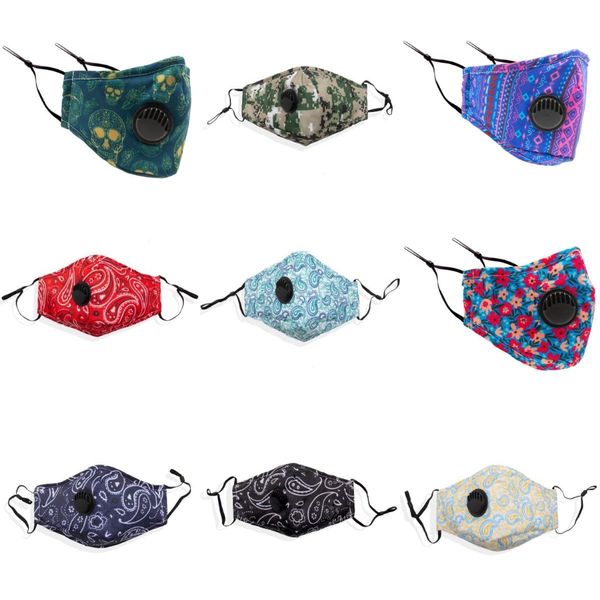 

camouflage print non woven designer mask protective 3ply ear loop face mouth mask 4 layers dustproof pm2.5 dha129#371, Black