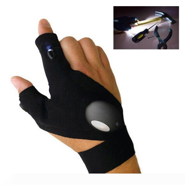

new 2 led light flashlight cycling gloves torch magic strap led glove for repairing and working outdoor sporting camping hiking finger light