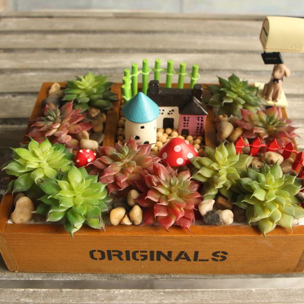 

3 color lotus succulents flower mini artificial plants home christmas wedding decoration diy accessories miniature garden decors