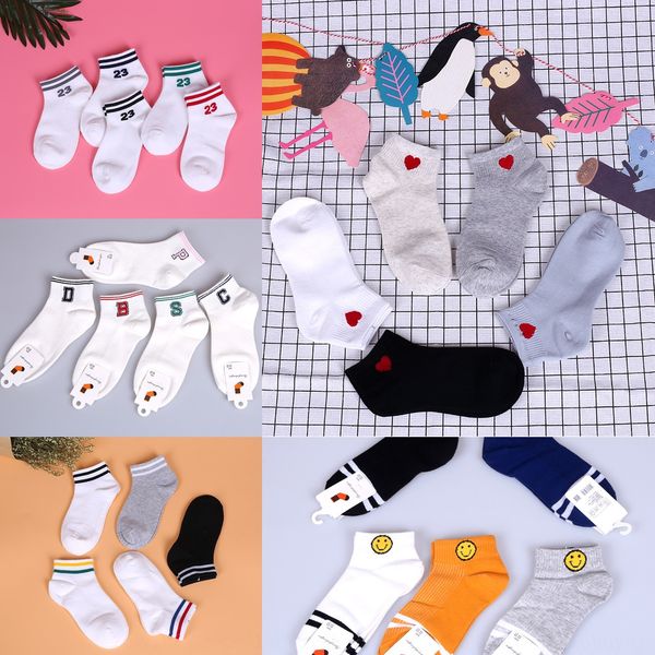 

zhuji autumn and boat and winter boat digital lovestyle socks women's cotton breathable women's socks, Pink;yellow