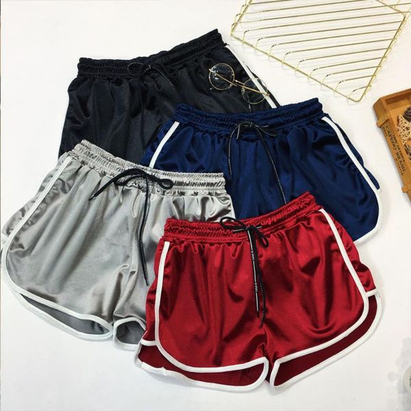 

women's sports shorts women running yoga shorts wide leg tide leisure women's sports cotton material yoga shorts#4, White;red