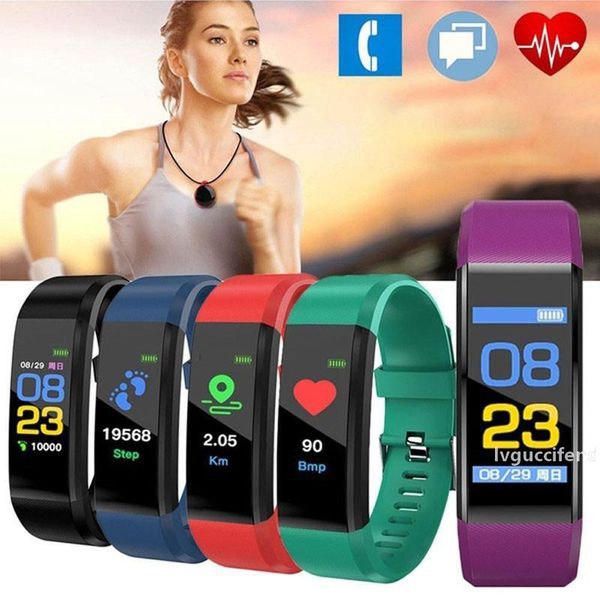 

115 plus waterproof smart bracelet sport smart watch heart rate fitness tracker men smart wristbands for android ios band