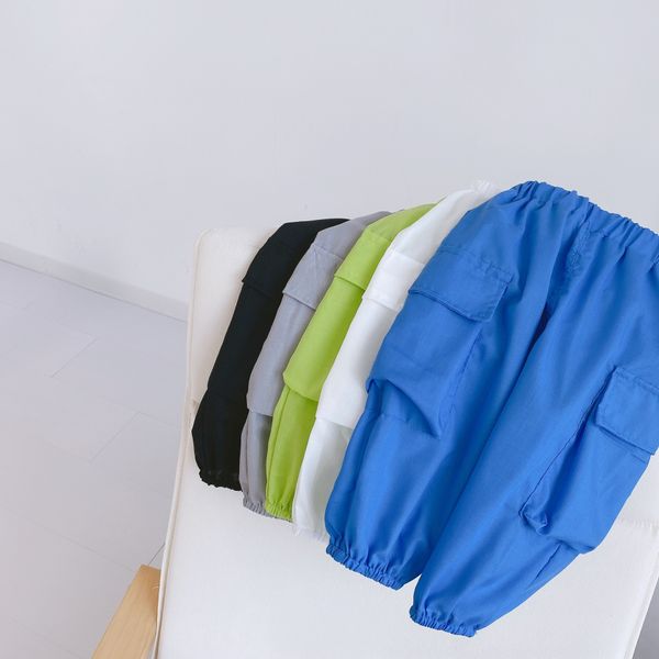 

this model is not ok 2020 new korean style children's casual boys and girls pure color pants foreign style baby casual pants thin, Blue