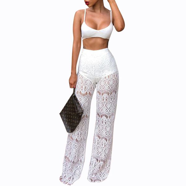 

pole dance costume women lace pants transparent stitching trousers dj nightclub rave outfit american clothing dcc527, Black;red