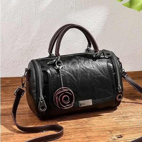 

new flowers pendant handbag women's fashion boston bags single shoulder bag ladies crossbody bag pu messenger women