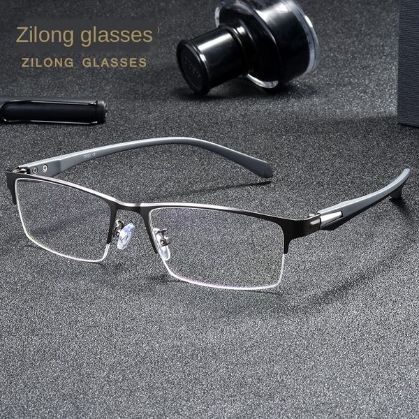 

v2uzv business metal men's half-frame rack tr leg optical plain 66071 business metal men's half-frame rack tr leg optical glasses, Silver