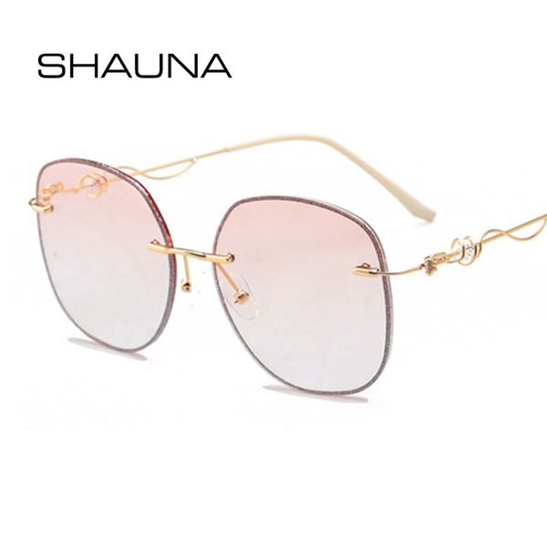 

shauna fashion crystal rimless sunglasses women gradient shades uv400, White;black