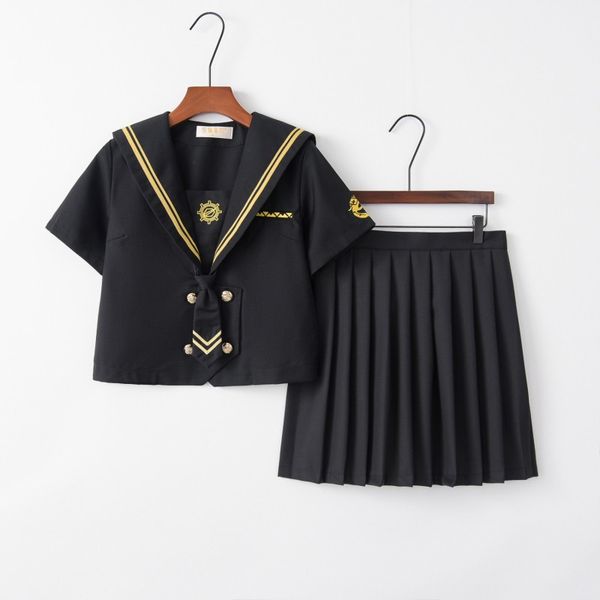 

new arrival revolver musketeer school uniform black japanese girls high students uniforms women novelty sailor suits uniforms, White