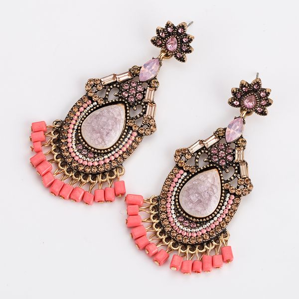 

multi-layer tassel resin acrylic earrings female earrings bohemia, Golden