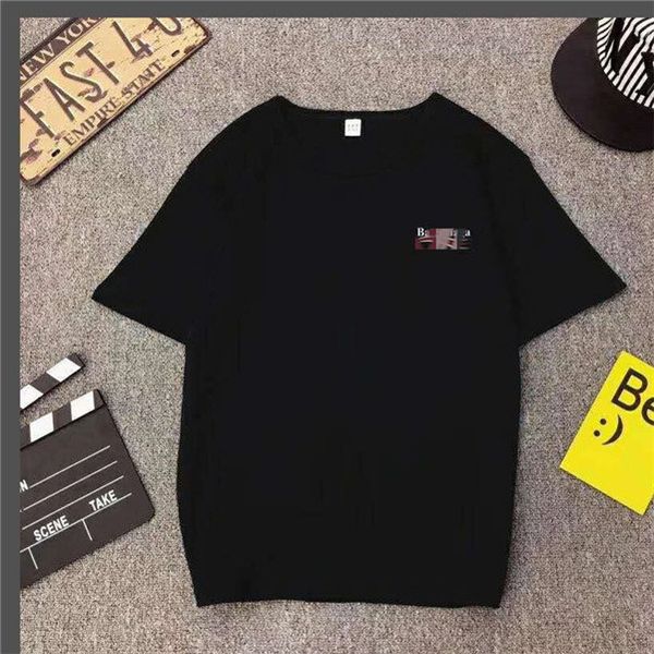 

summer female designer short sleeve t-shirt monogrammed stylish simple round neck t-shirt cotton breathable brand baiÃªncÃ¬agat-shirt, White