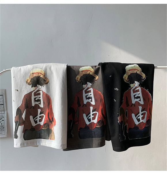 

januarysnow мультфильм one piece тенниска вскользь япония тенниску мальчиков одежда уличной аниме лето топ тройники луффи t shirt забавный м, White;black