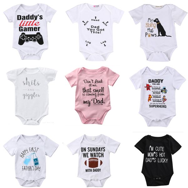 

2019 new casual newborn baby boys girls short sleeve letter print cute cartoon soft cotton romper jumpsuit baby clothes, Blue