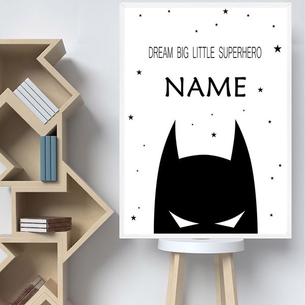 

batman boy's custom name wall art canvas painting print baby poster nursery prints nordic poster wall pictures boy room decor
