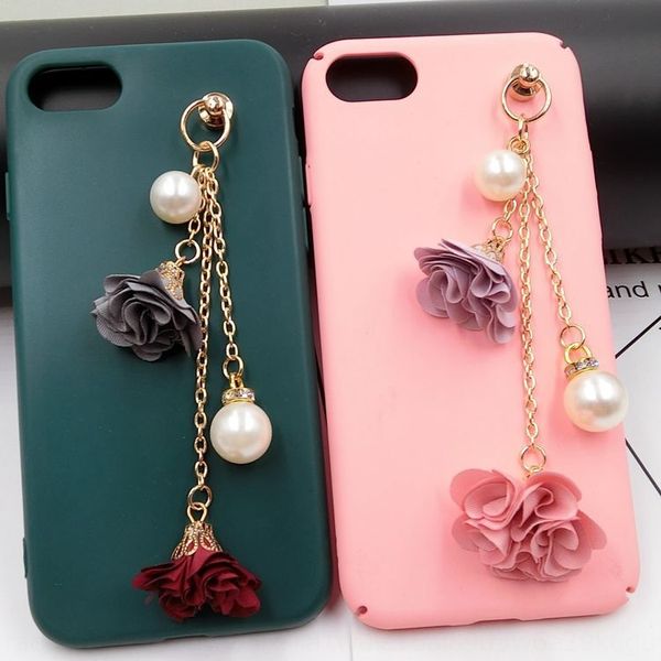 

flower tassel diy case accessories pearl flower pendant rivet pendant mobile phone pearl mobile phone buckle handmade materials, Silver