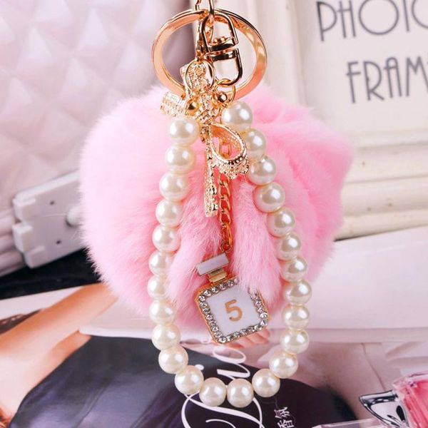

hare pompom брелок для женщин сумки pearl подвеска автомобиля подвеска брелок жемчуг известного чан конструкторы, Silver