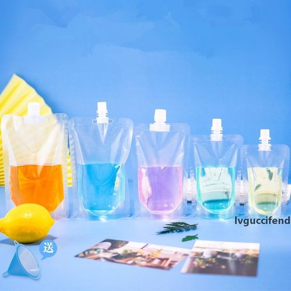 

self-suction nozzle bag clear spout bag drink liquid transparent sealed squeeze pouch bag 200ml 250ml 300ml 380ml 500ml lx0079