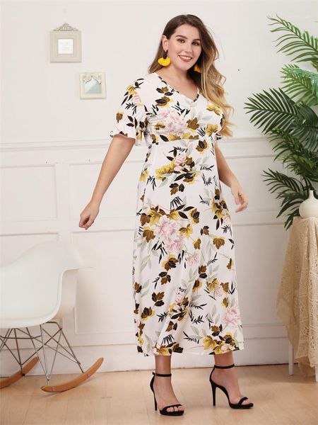

womens casual dresses designer floral print womens dresses fashion natural color short sleeve dresses plus size, Black;gray