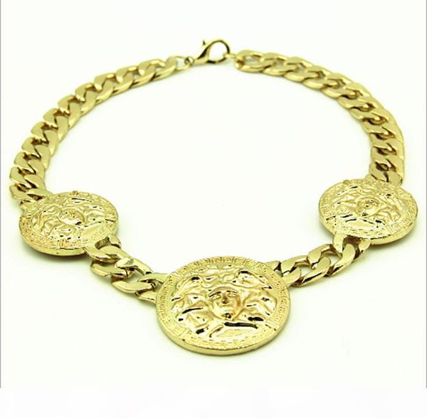 

l new mens 3 medallion gold rapper link chain pendant 18 &quot ;necklace, Silver
